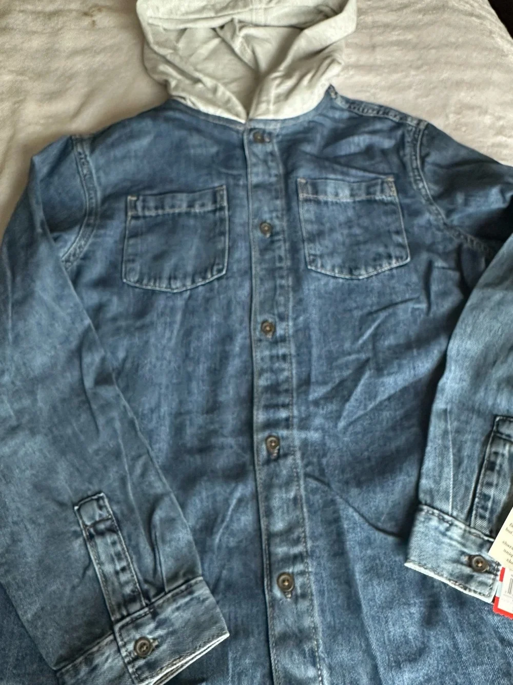 Cat & Jack Blue Denim Jacket with Cream Hood